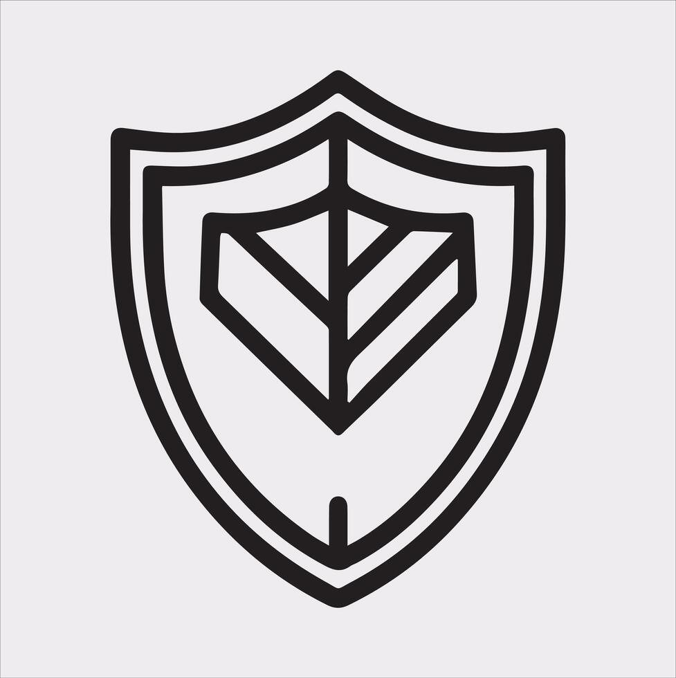 Shield Silhouette Line Icon Graphic on White vector