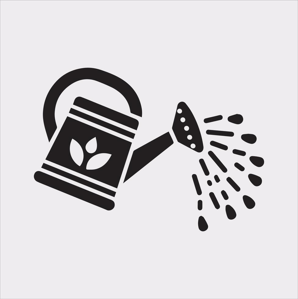Watering Can Icon Silhouette Art on White vector