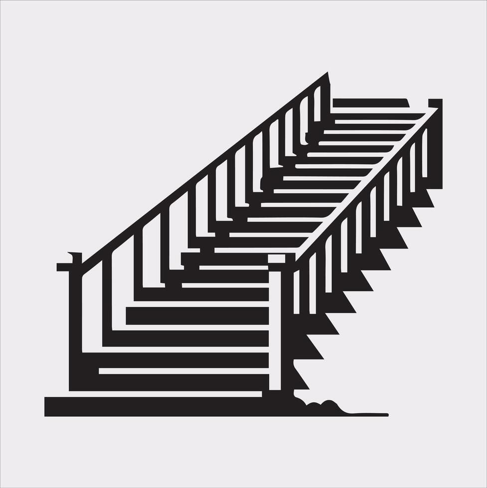 Stairs Silhouette Icon Clean Design on White Background vector