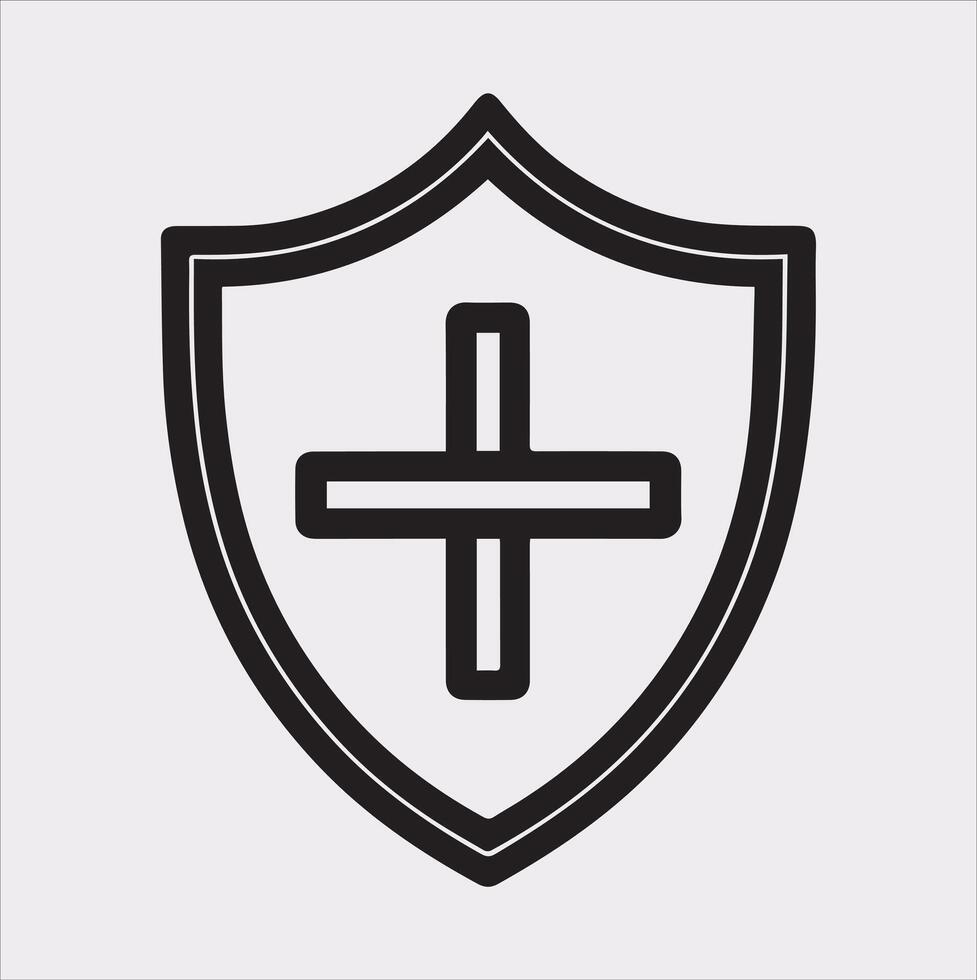 Minimal Shield Line Icon Illustration on White vector