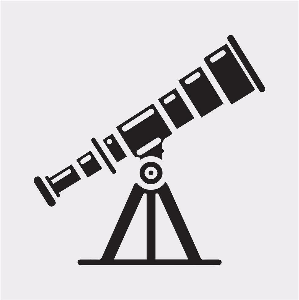Minimal Telescope Silhouette Icon Art on White vector