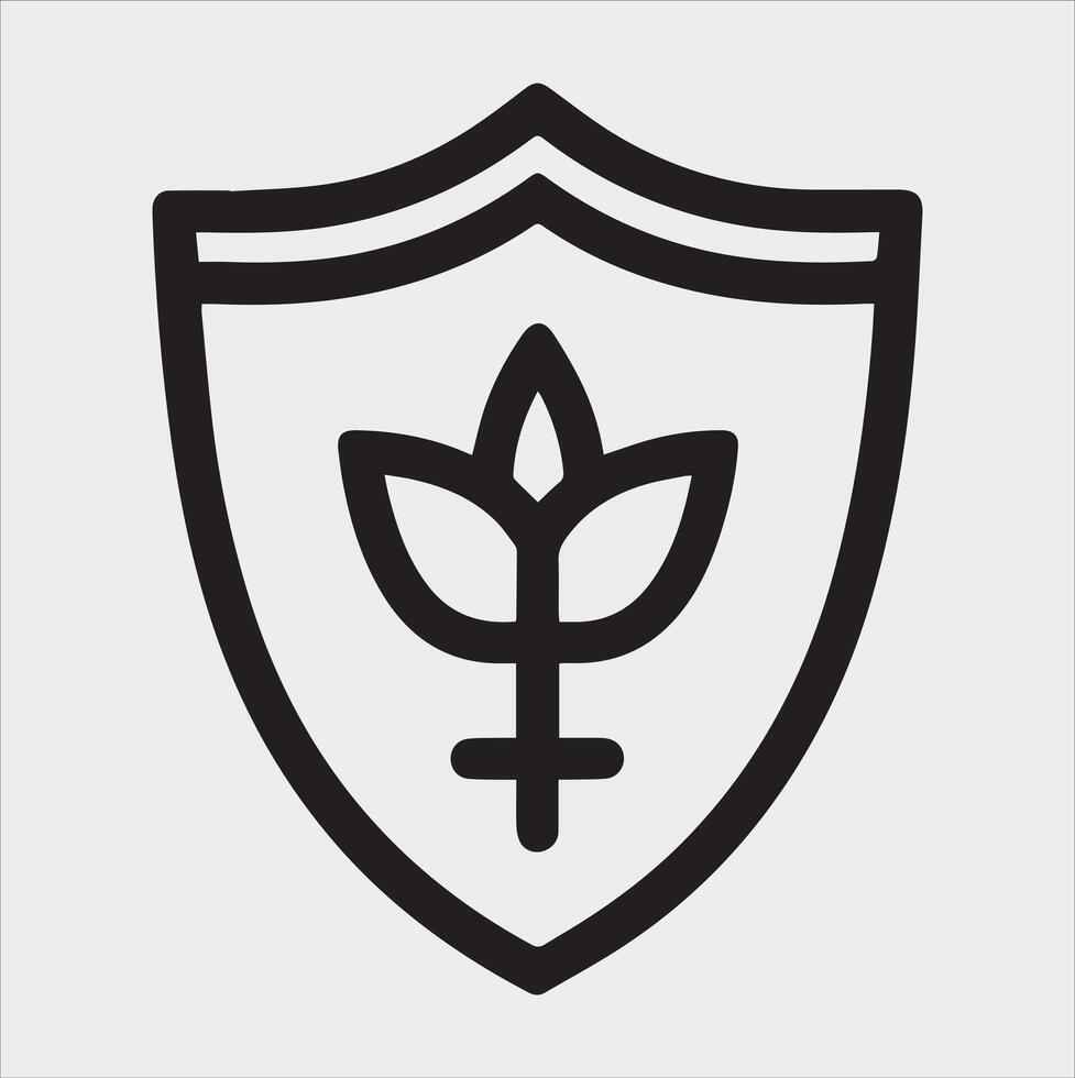 Shield Line Art Icon Crisp Silhouette Design vector