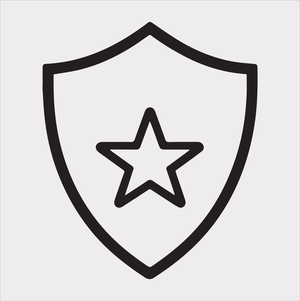 Shield Silhouette Icon Line Art on White Background vector