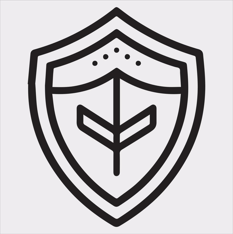 Line Art Shield Icon Clean Silhouette Design vector
