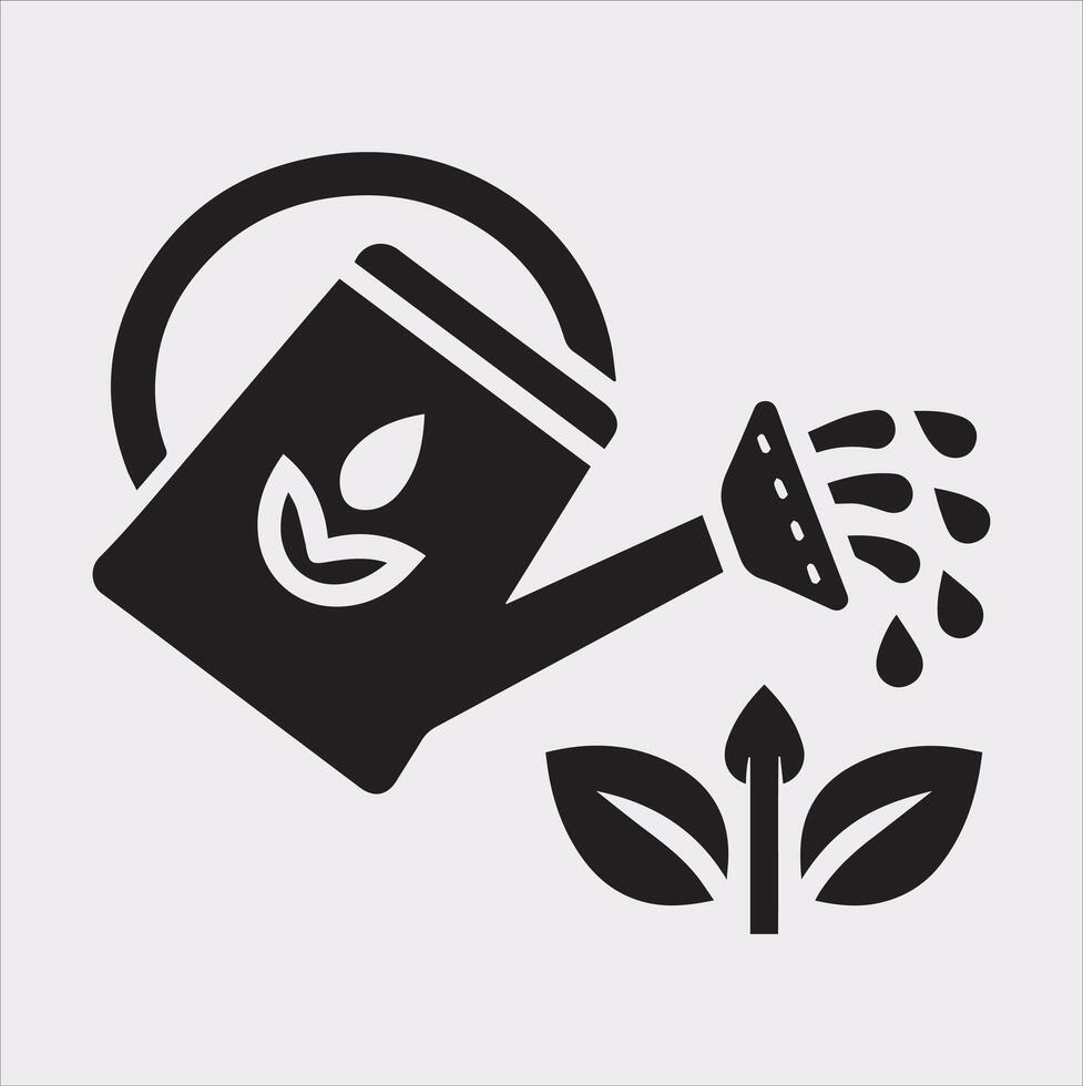 Classic Watering Can Icon Silhouette Graphic vector