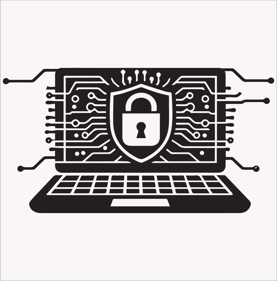 Top Cyber Security Icons Silhouette for Clean White Backgrounds vector