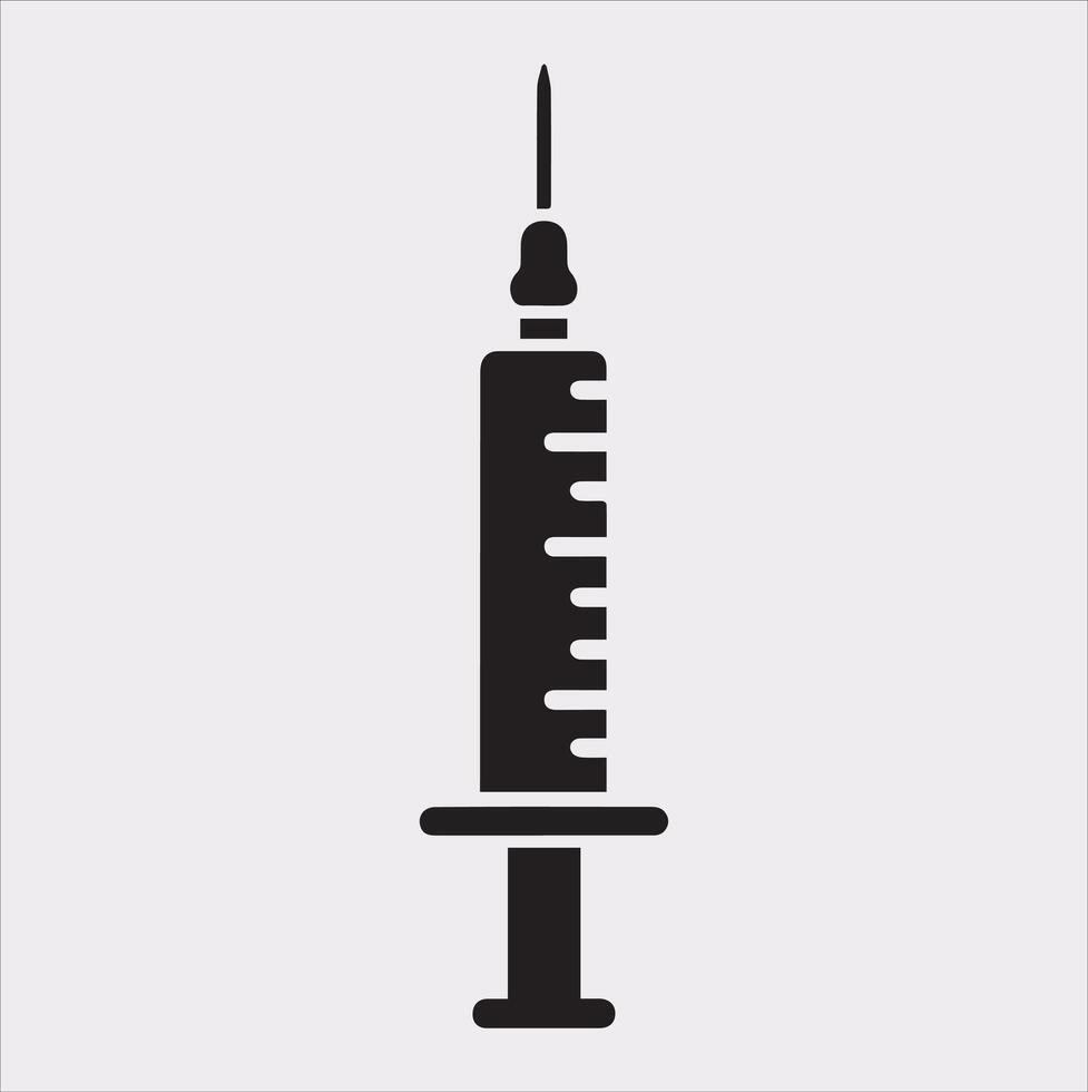 Syringe Icon Minimal Silhouette Design on White vector