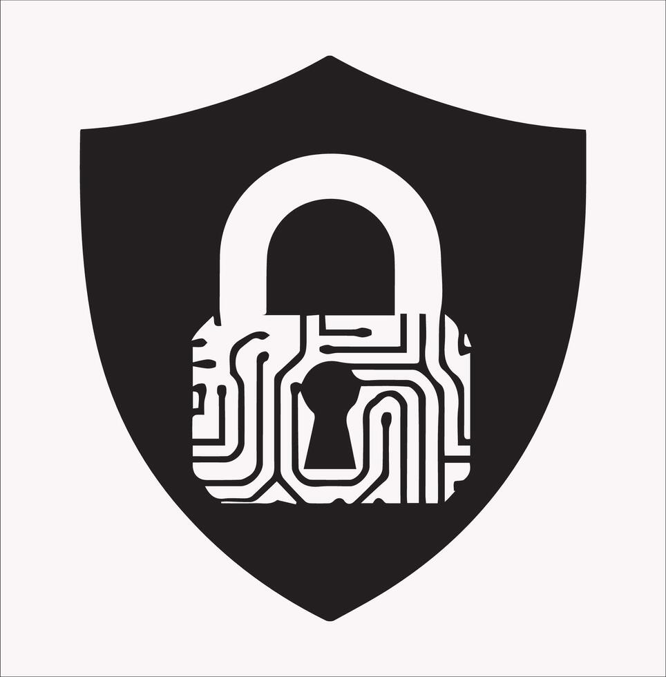 Protective Cyber Security Icon Silhouettes for White Background Design vector