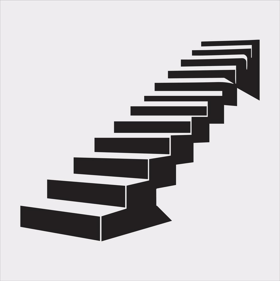 Stairs Silhouette Icon Simple Illustration on White Background vector