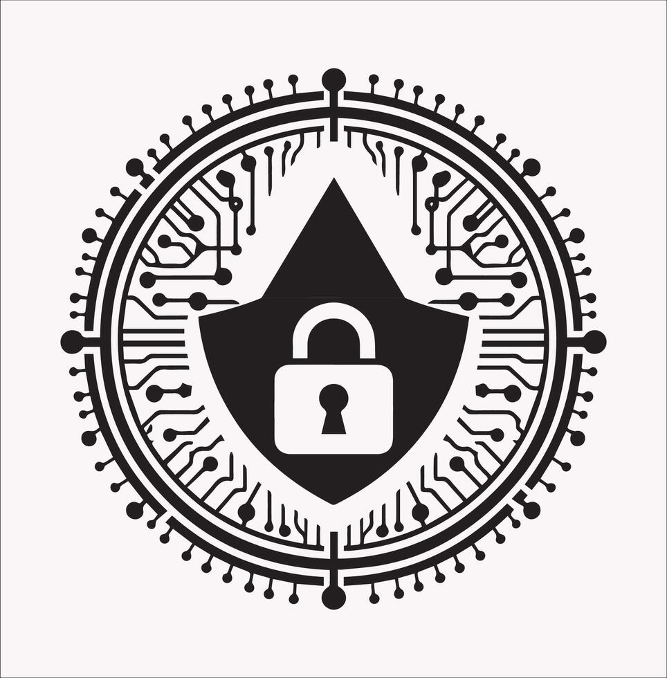 Minimalist Computer Security Icons Silhouettes for White Backgrounds vector