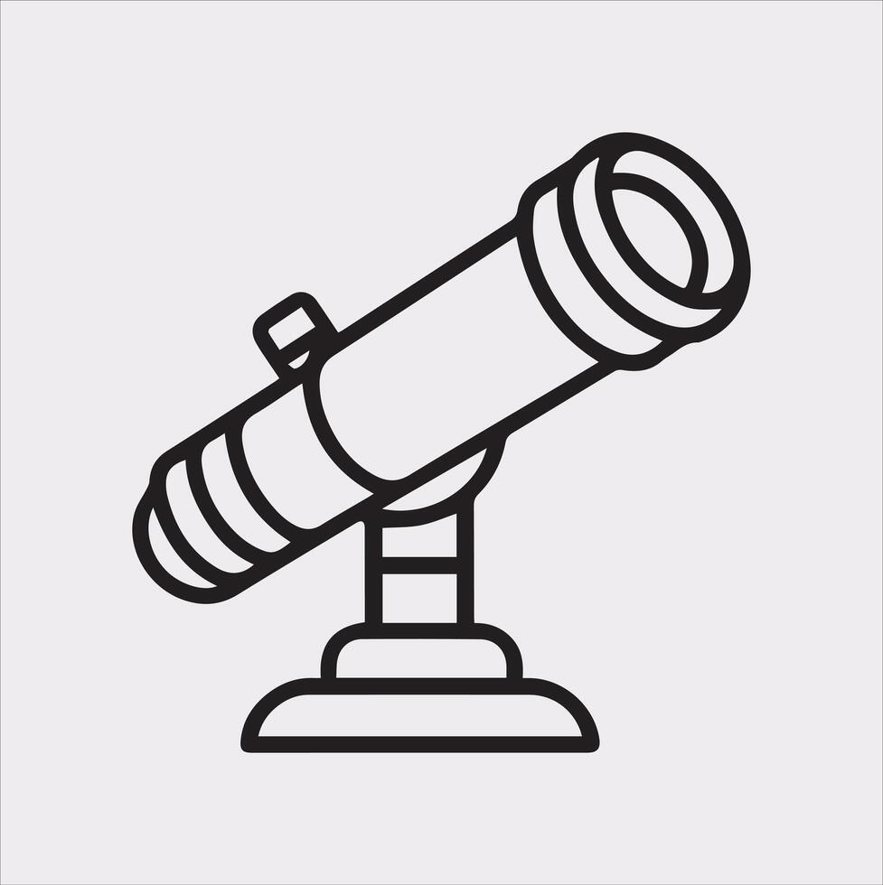 Telescope Silhouette Icon Minimalist Design on White vector