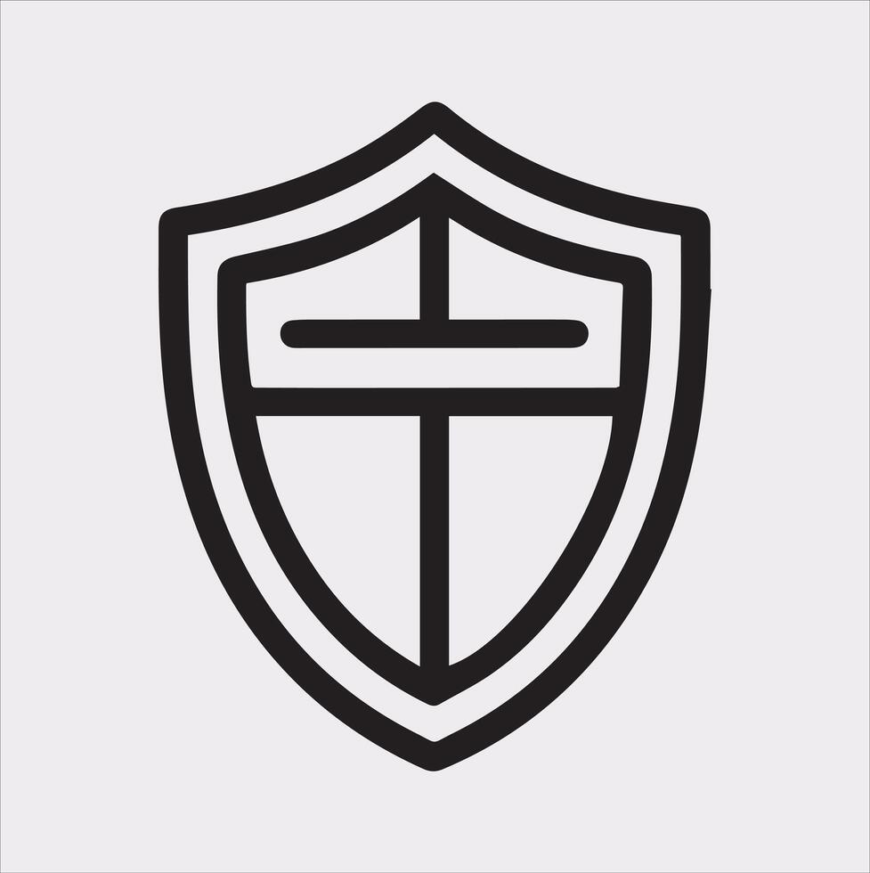 Minimalist Shield Icon Silhouette Illustration vector