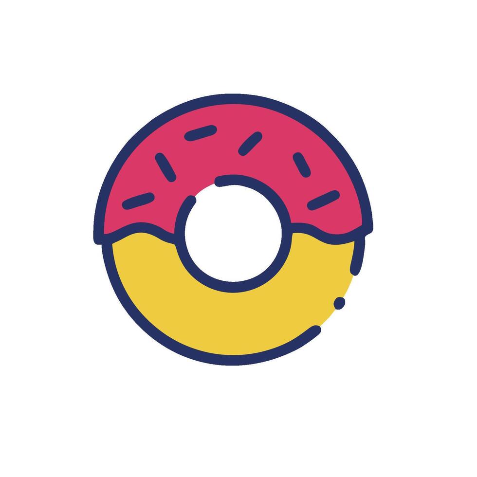 a donut icon with a pink and yellow center vector