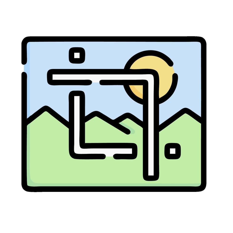 a square with a mountain in the background vector