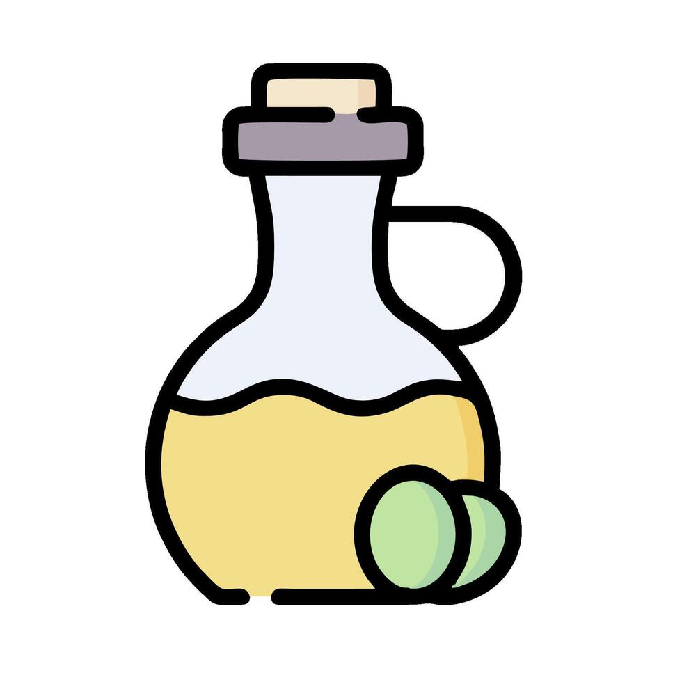olive oil bottle and olive oil illustration design vector
