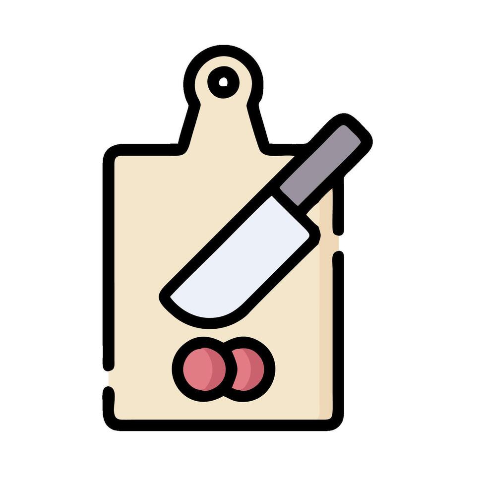 a knife and a cutting board on a white background vector