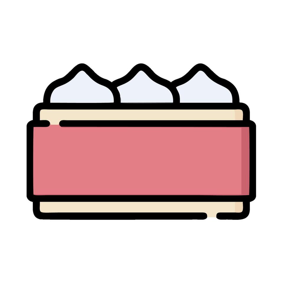 a pastry box with three pieces of cake vector