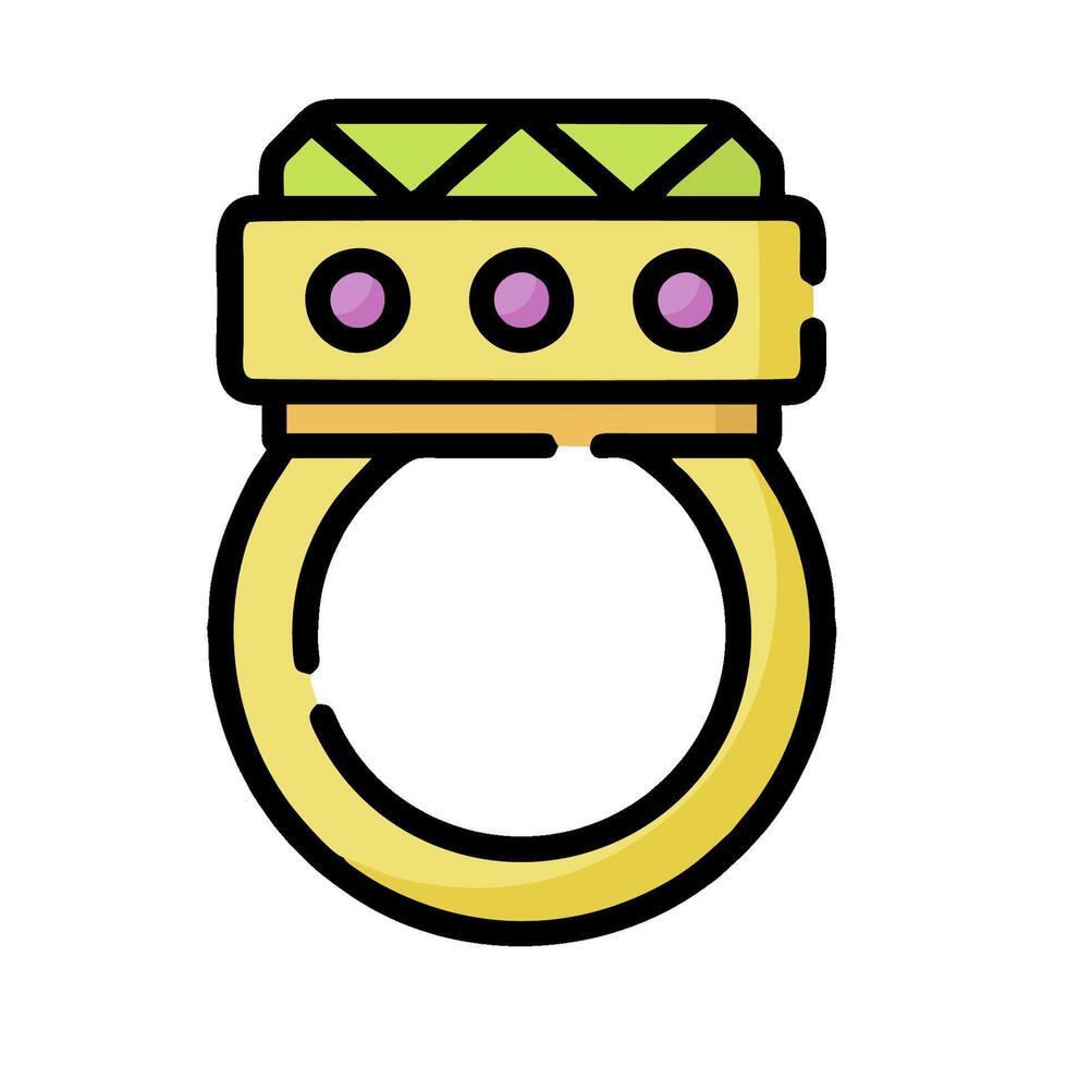 a ring with a green stone on it vector