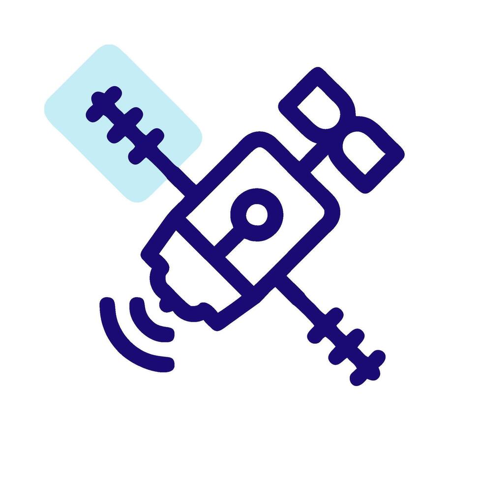 a blue icon of a device with a radio antenna vector