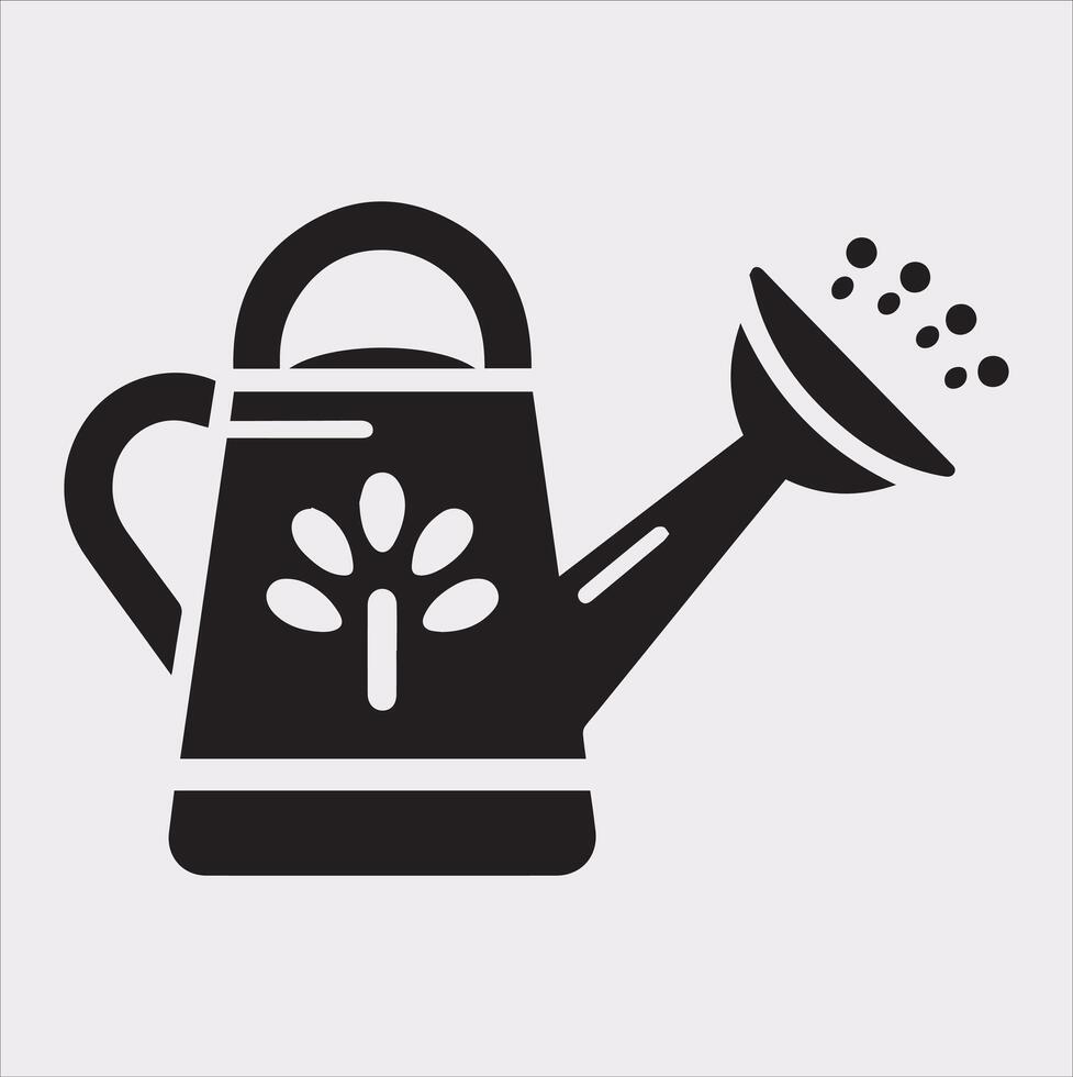 Silhouette Watering Can Icon Illustration on White Background vector