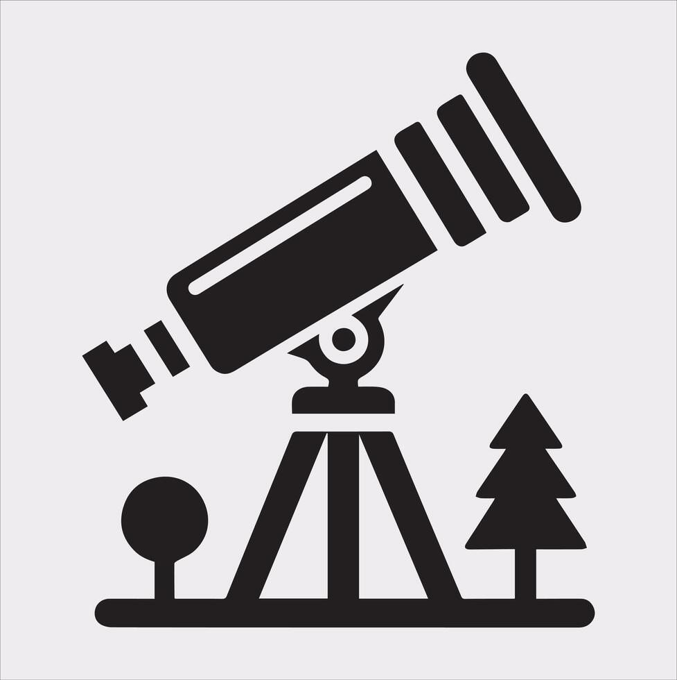 Telescope Silhouette Illustration Clean White Background vector