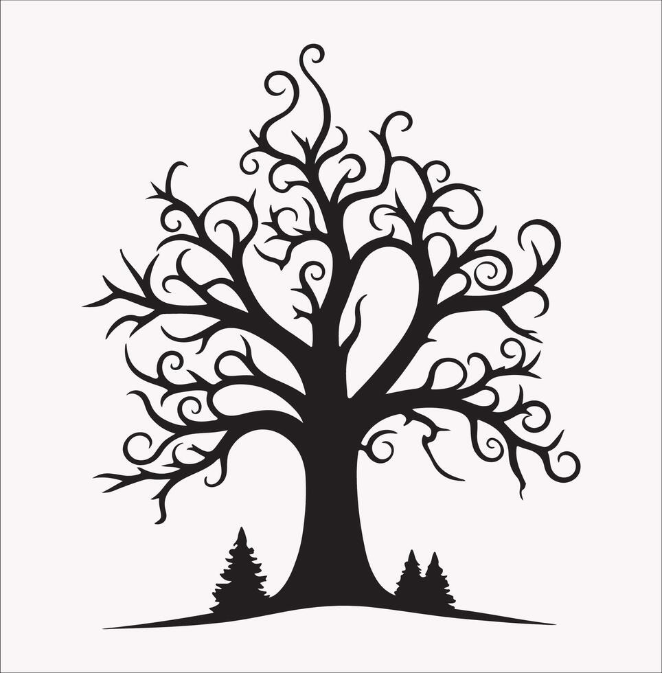 High-Resolution Winter Tree Silhouette for Graphic Design vector
