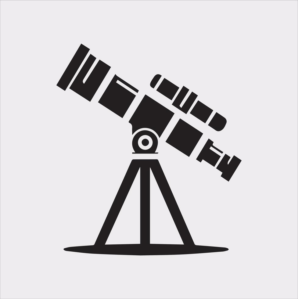 Silhouette of Telescope Icon Crisp White Design vector