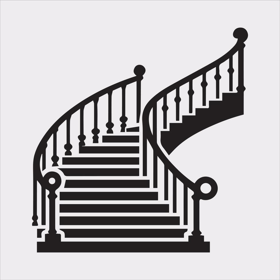 Architectural Stairs Silhouette Icon Simple Art vector