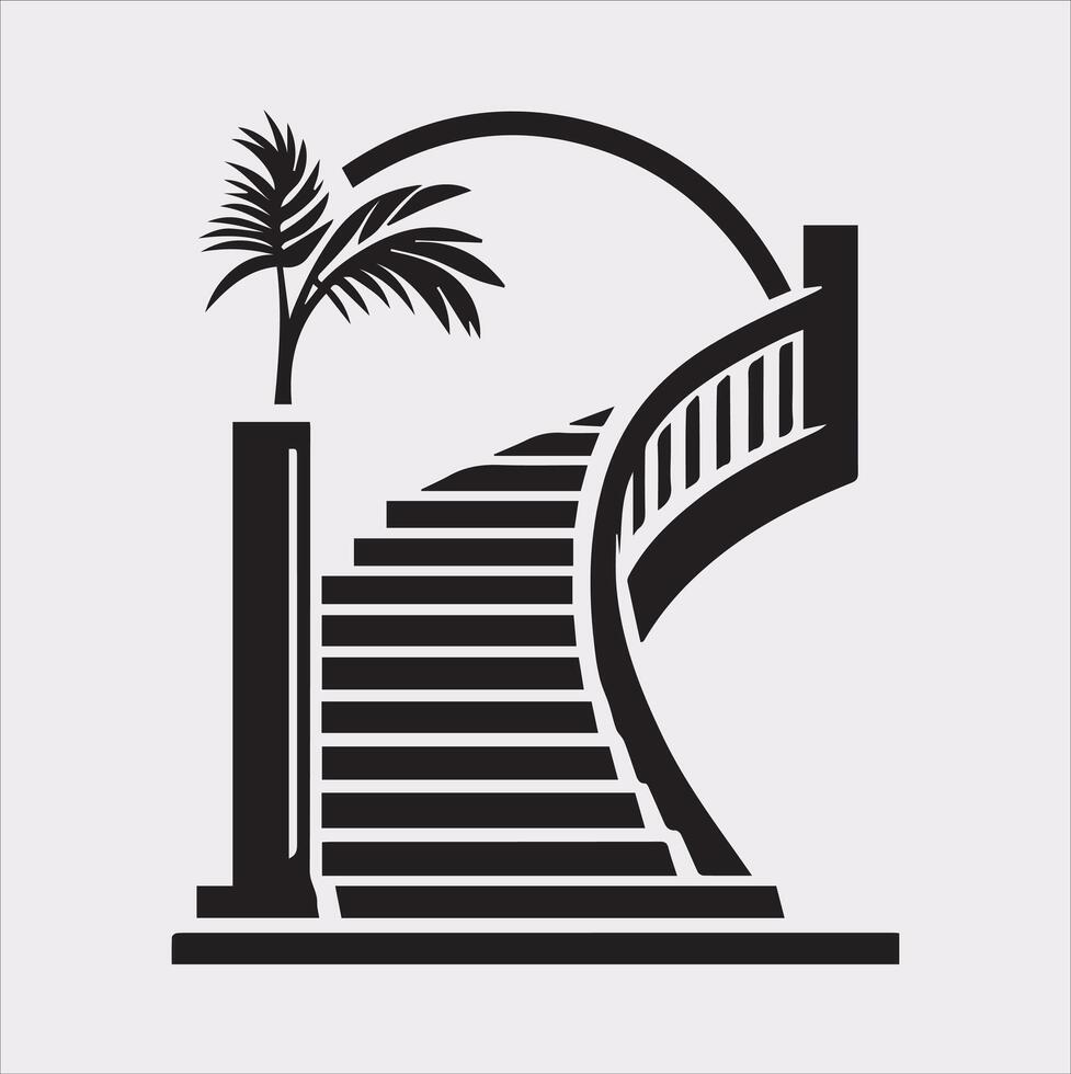 Minimalist Staircase Silhouette Illustration Icon vector