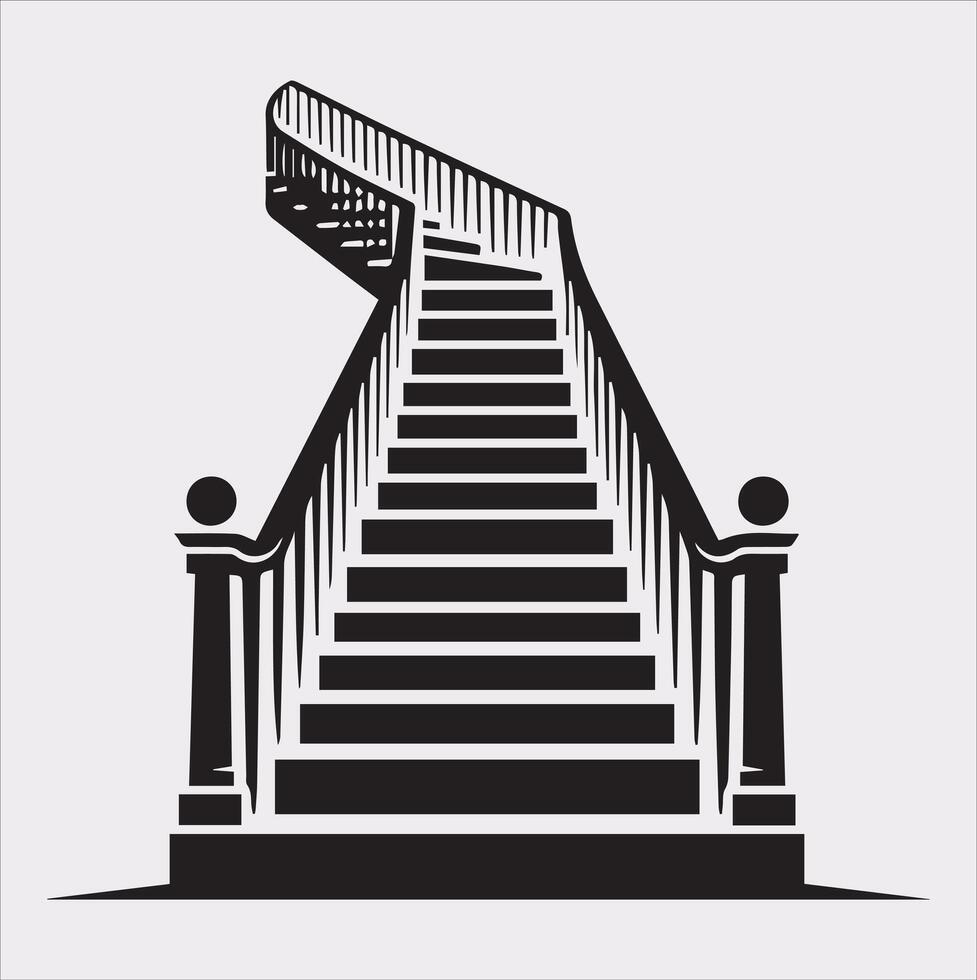 Stairs silhouette illustration icon on a white background vector