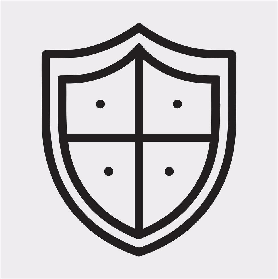 Shield Line Icon Simple Silhouette Design vector