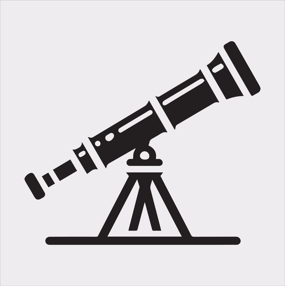 Simple Telescope Icon Black Silhouette on White vector