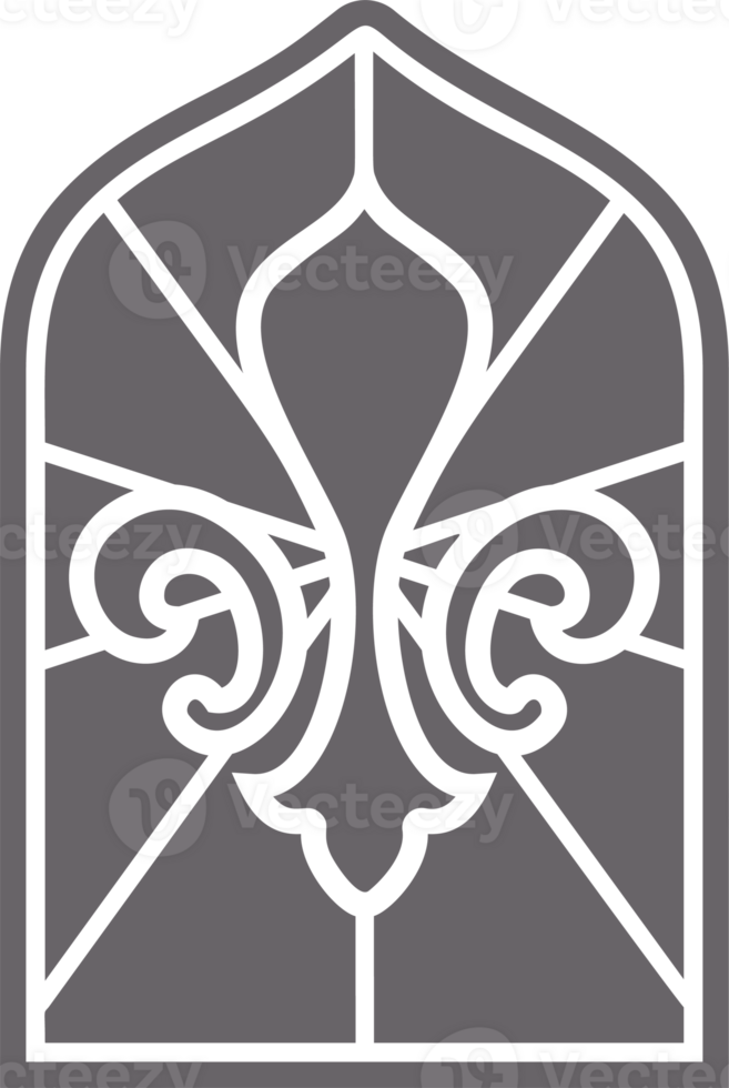 Organic flat blob Irregular fluid bubble Liquid star shapeChurch glass window. Gothic arch frame with medieval symbol. Vintage architecture element. Stained mosaic decoration with heraldic lily png