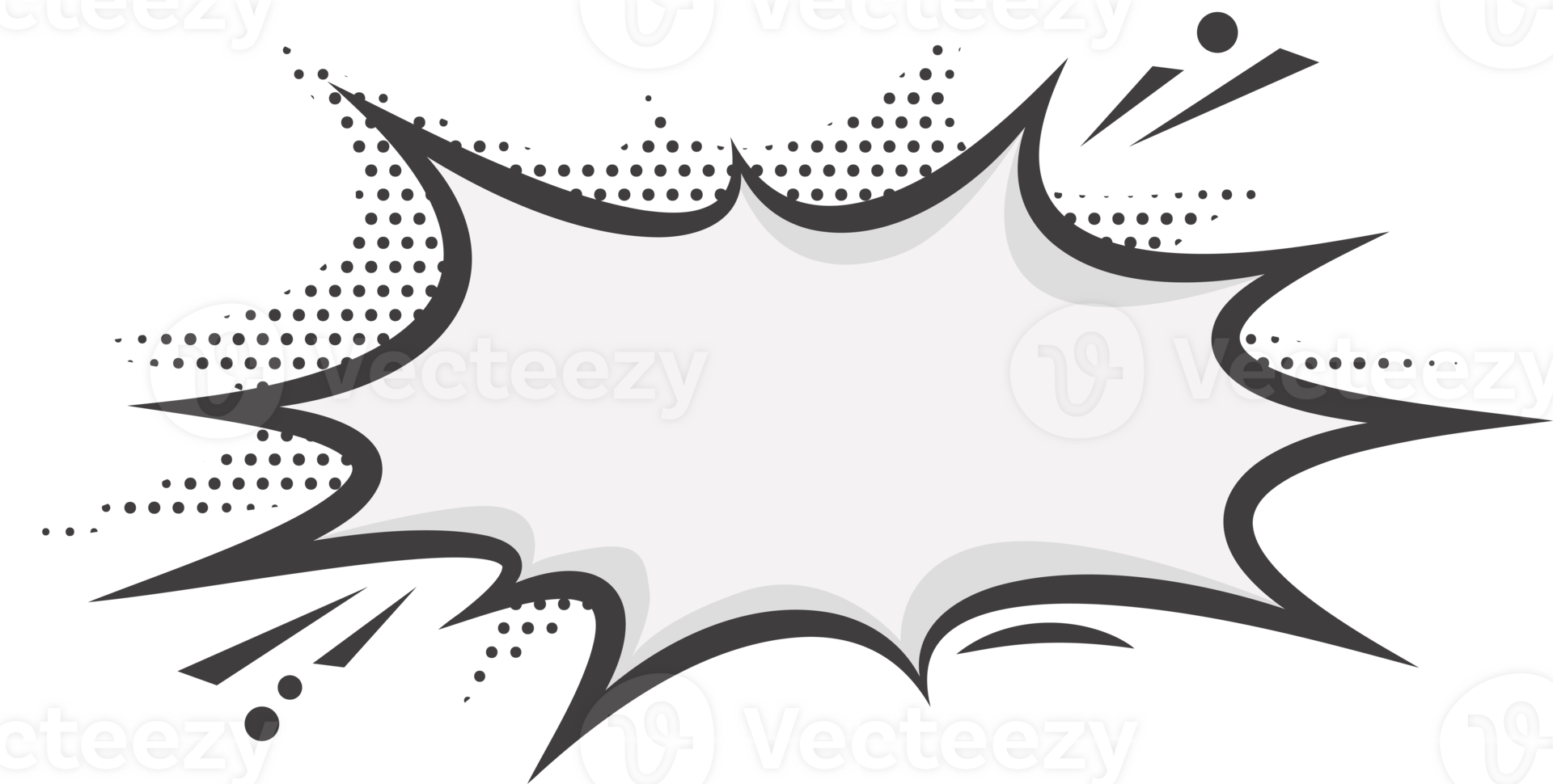 Manga speech bubble. Comic text frame with pop art halftone dotted effect. Balloon chat shape for dialog. Cloud for shock shout and scream action messages. Irregular cartoon decoration png