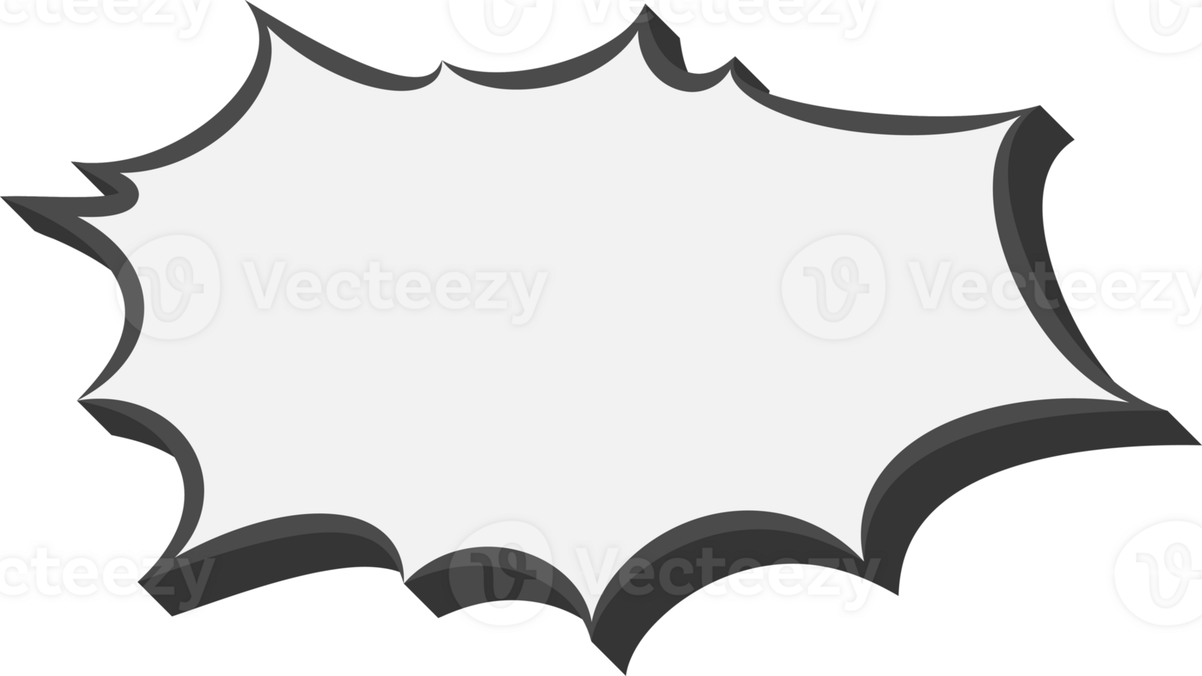 Manga speech bubble. Comic text frame with pop art effect. Balloon chat shape for dialog. Cloud for shock shout and scream action messages. Irregular cartoon decoration png