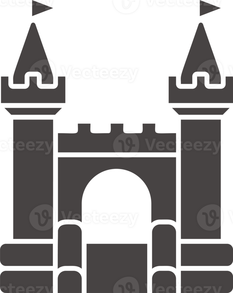 Bouncy castle icon. Inflatable house pictogram with slide for air trampoline park and children playground. Inflated equipment for amusement park and kids zone. Glyph illustration. png
