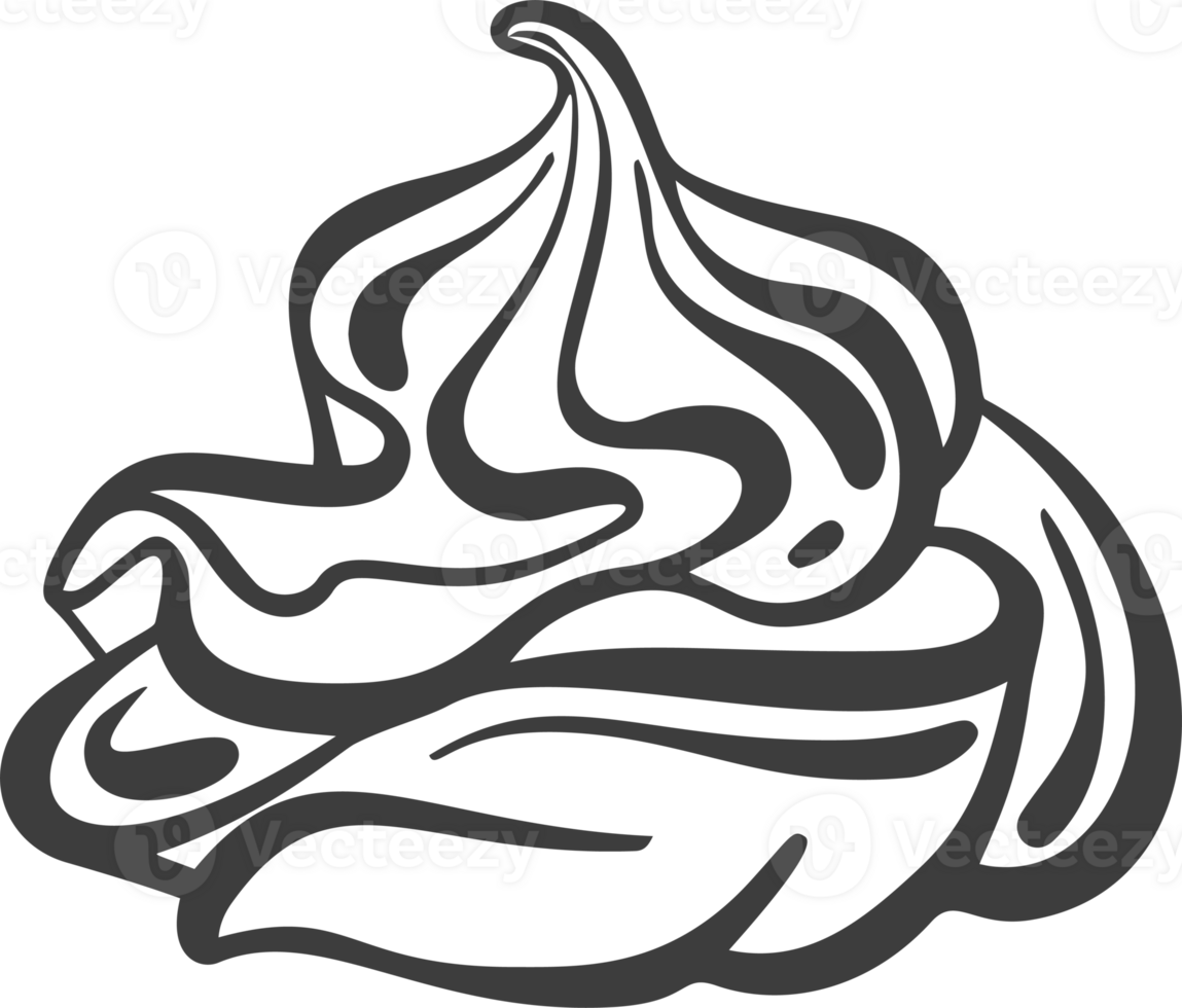Meringue icon. Whipped cream for cake and pie desserts. Outline illustration of swirl desert and mousse foam. png