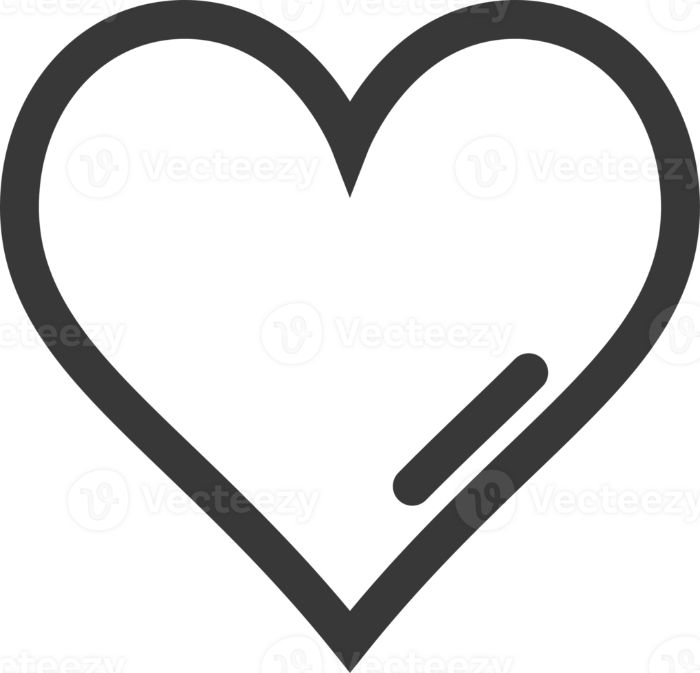 Heart shape icon. Symbol of love and Valentine Day. Outline like sign. Cute symmetrical sticker for social media and medical design element. png