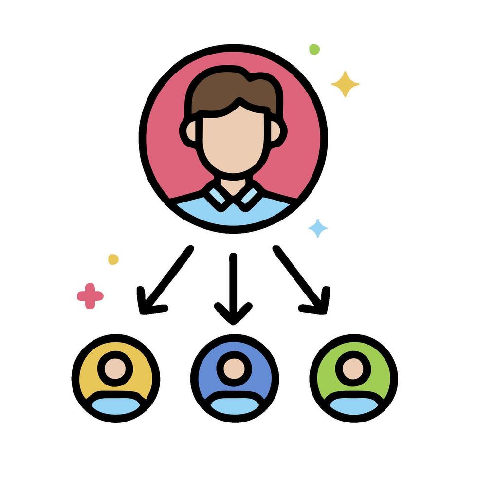 a person is surrounded by people and arrows vector