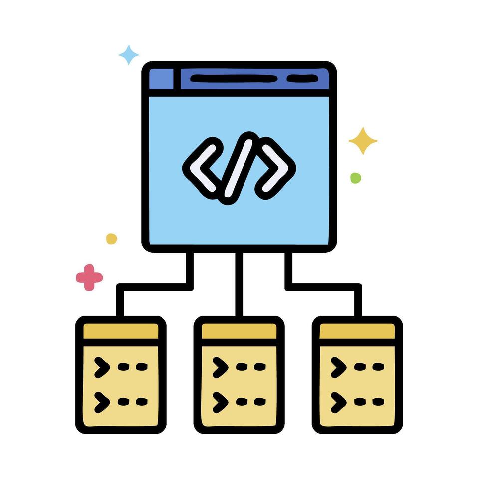 a computer with a code symbol on it vector