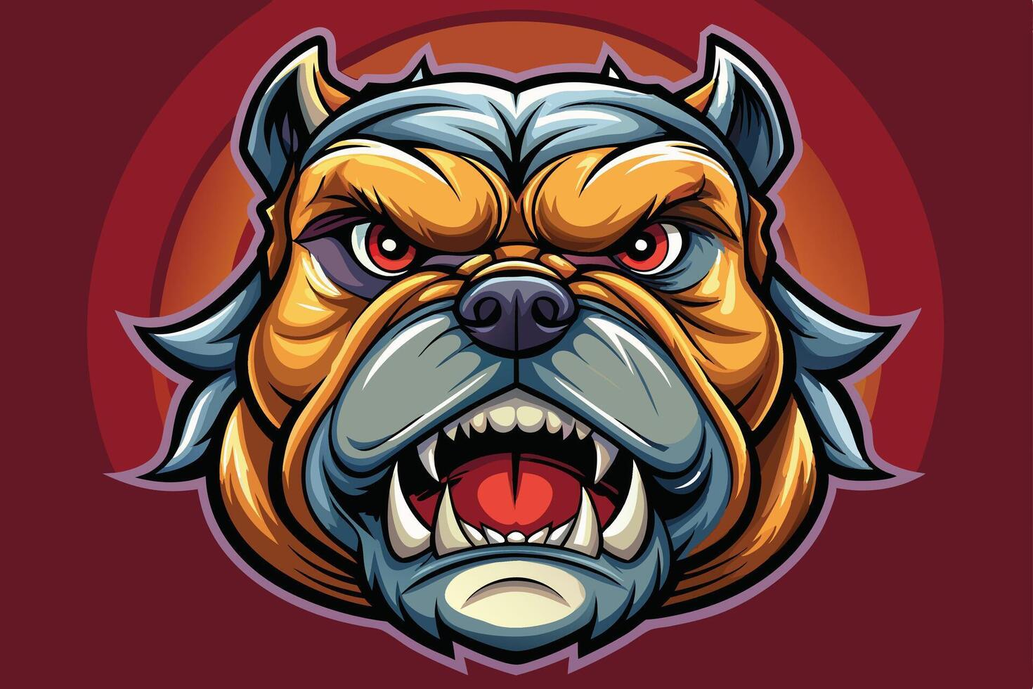 An angry bulldog head with a big mouth vector