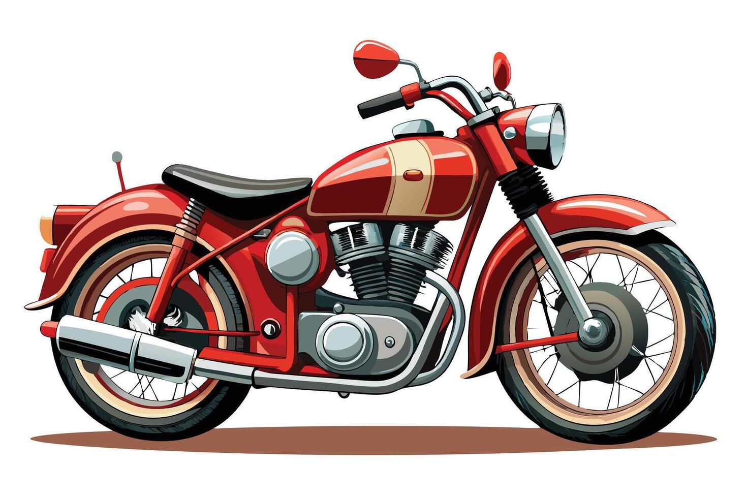 A red motorcycle is shown on a white background vector