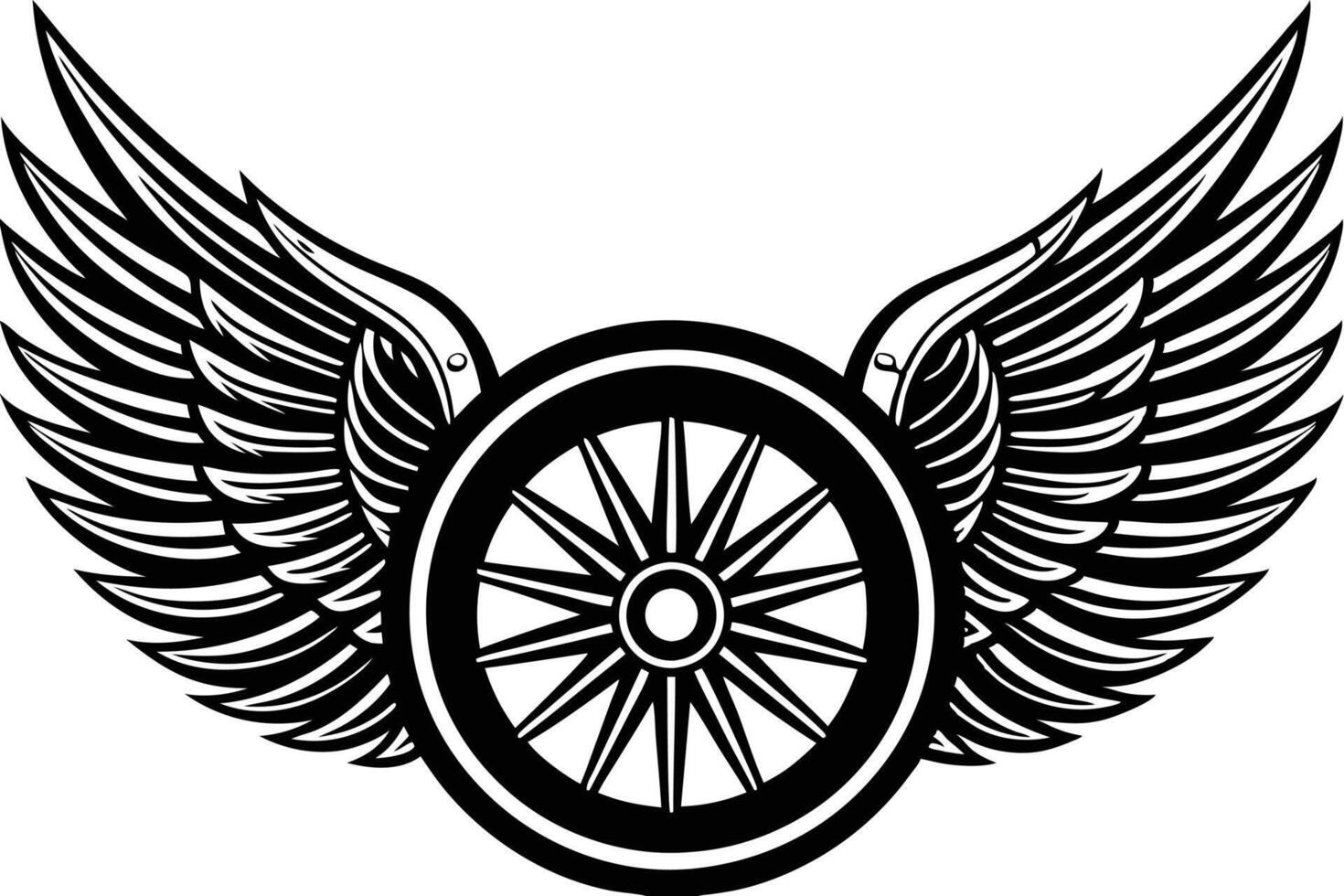 A motorcycle wheel with wings vector