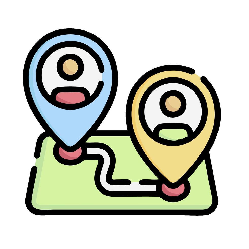 two people are on a map with a pin pointing to them vector
