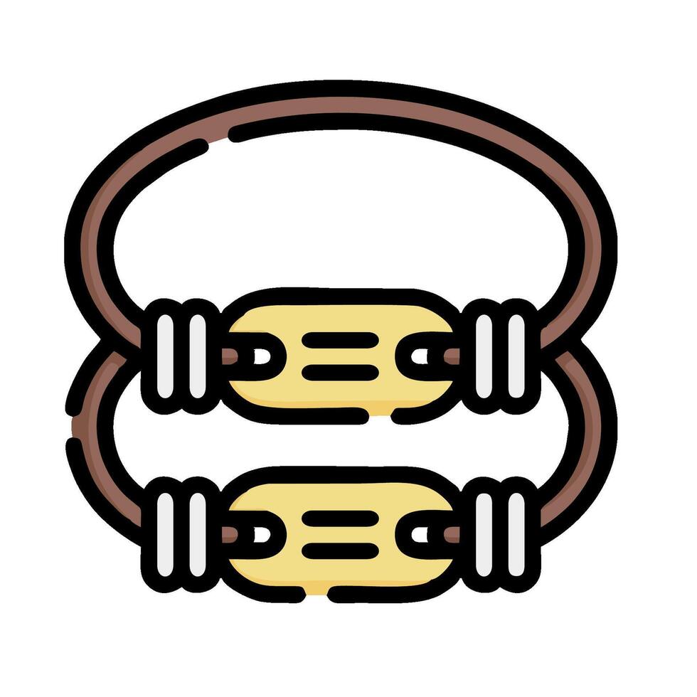 a pair of brown leather bracelets with two metal rings vector
