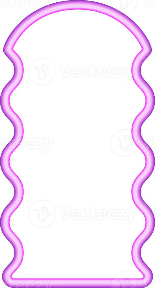 Wavy border frame. Squiggle edge rectangle. Neon color scallop shape. Retro groovy aesthetic element. Trendy 90s design for poster and invitation png