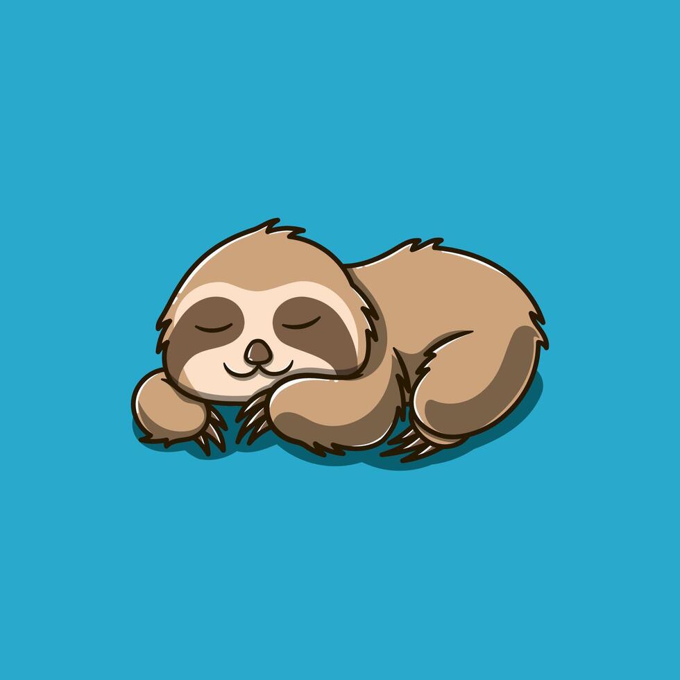 cute sloth sleeping cartoon vector