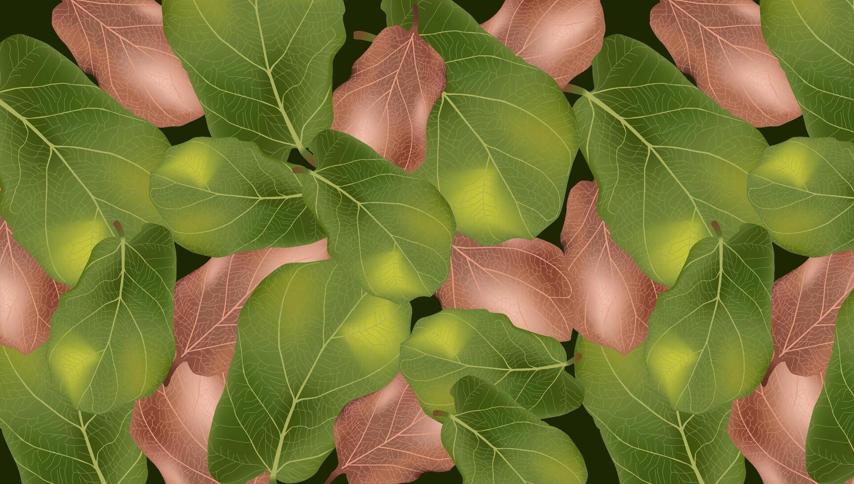 Beautiful seamless autumn pattern with green and drying leaves vector