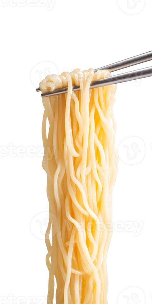 photo of stainless steel chopsticks lifting fresh udon noodles in a bright, clean background, showcasing the smooth texture and glossy finish ideal for food photography, Asian cuisine features, cookin png