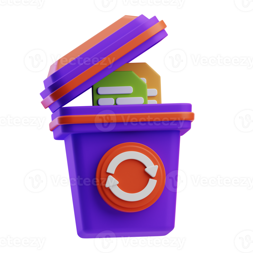 Recycle Bin cyber security illustration 3d png